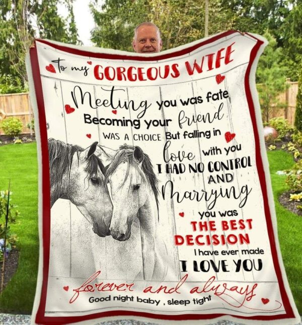 Horse To My Wife Meeting You Was Fate Fleece Blanket Sherpa Blanket