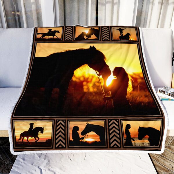 Girl Loves Horse Fleece Blanket Sherpa Blanket
