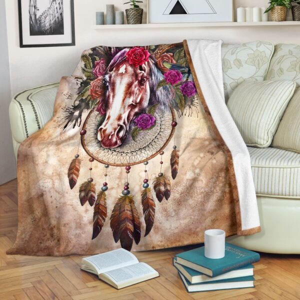Horse Flower Fleece Blanket Sherpa Blanket