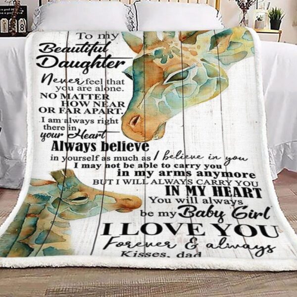 Dad To Daughter Giraffe Fleece Blanket Sherpa Blanket