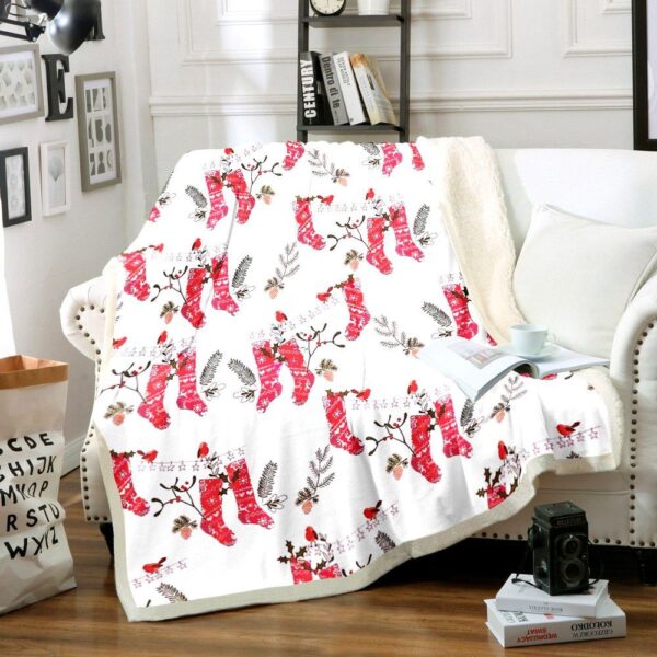 Red Christmas Fleece Blanket Sherpa Blanket