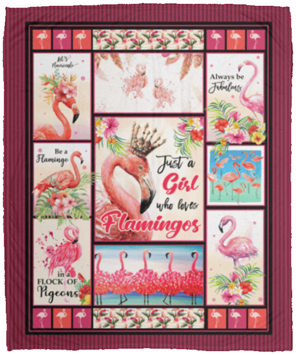 Just A Girl Who Loves Flamingos Fleece Blanket Sherpa Blanket