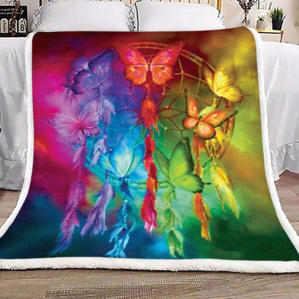 Dreamcatcher Butterfly Fleece Blanket Sherpa Blanket