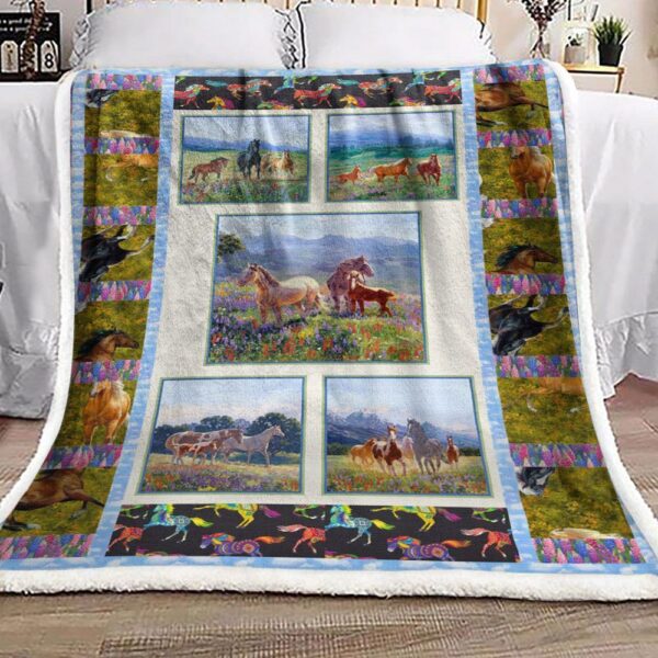Horse Native American Fleece Blanket Sherpa Blanket