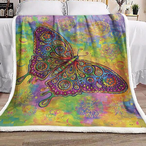 Psychedelic Paisley Butterfly Fleece Blanket Sherpa Blanket