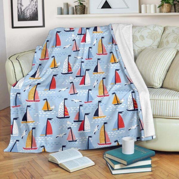Sailboat Ocean Fleece Blanket Sherpa Blanket