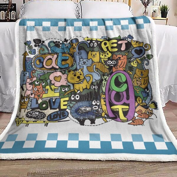 Cat Doodle Fleece Blanket Sherpa Blanket