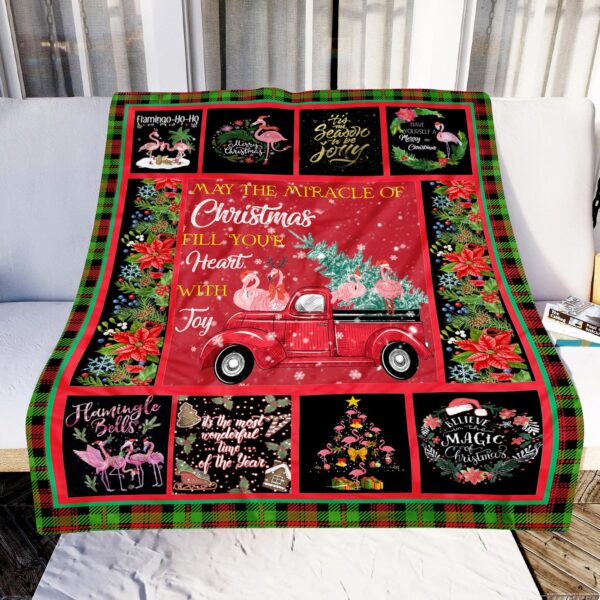 Merry Christmas Flamingo Fleece Blanket Sherpa Blanket