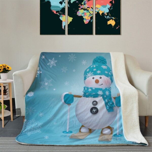 Snowman Fleece Blanket Sherpa Blanket