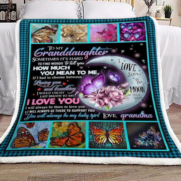Butterfly Grandma To Granddaughter Fleece Blanket Sherpa Blanket