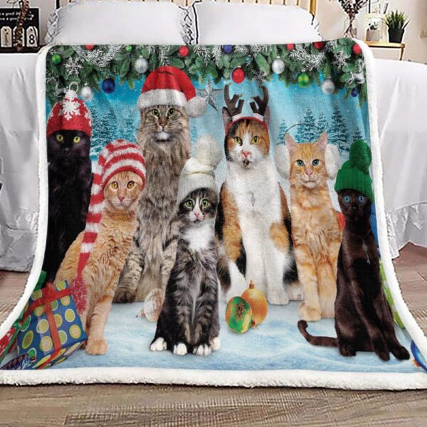 Christmas Cats Fleece Blanket Sherpa Blanket