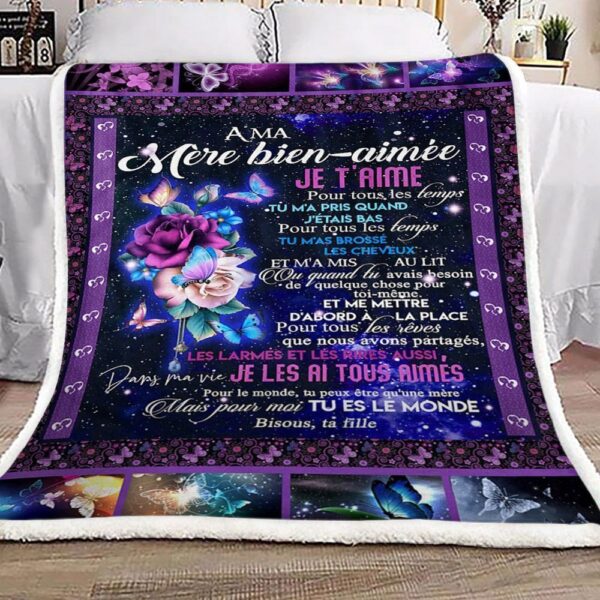 Butterfly Rose A Ma Mare Bien Aimae Fleece Blanket Sherpa Blanket