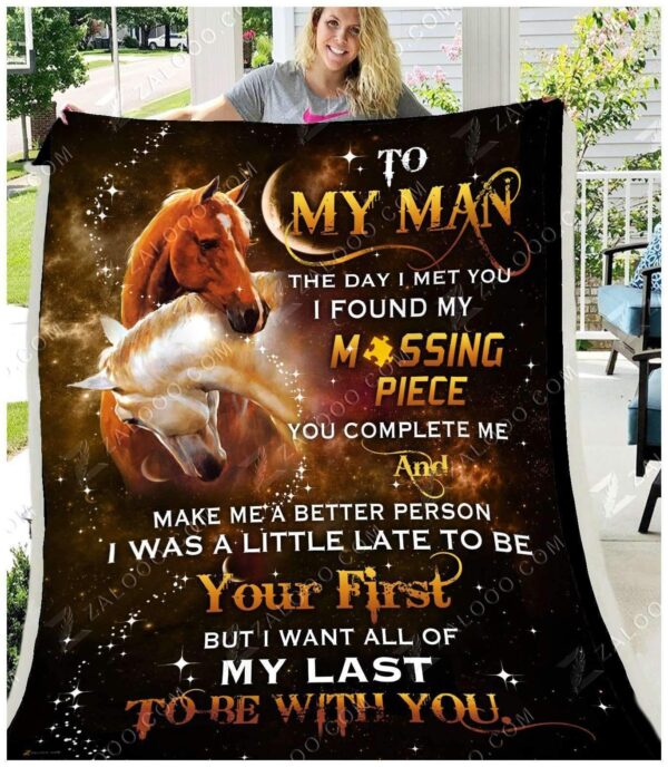 Horse To My Man Missing Piece Fleece Blanket Sherpa Blanket