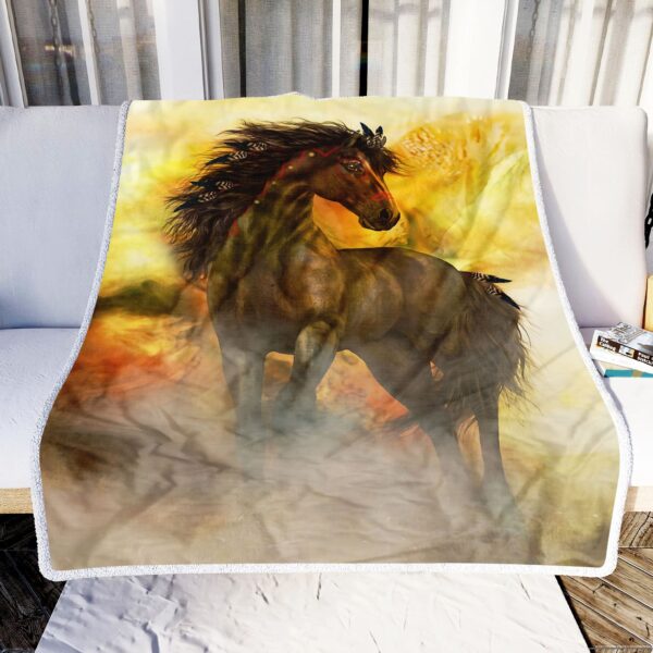 Native Horse Fleece Blanket Sherpa Blanket