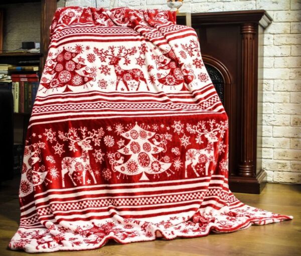 Reindeer And Christmas Tree Fleece Blanket Sherpa Blanket