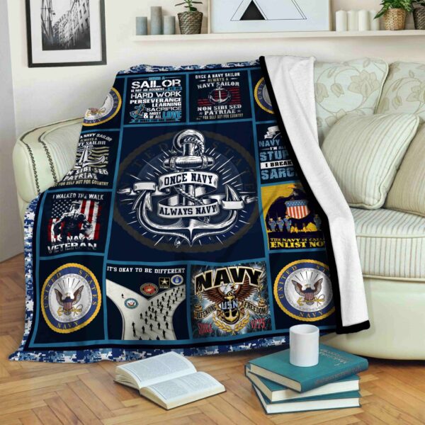 Navy Veteran Fleece Blanket Sherpa Blanket