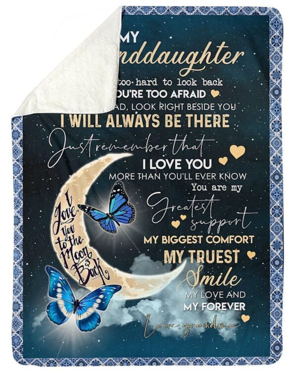 Butterfly Moon Grandma To Granddaughter Fleece Blanket Sherpa Blanket