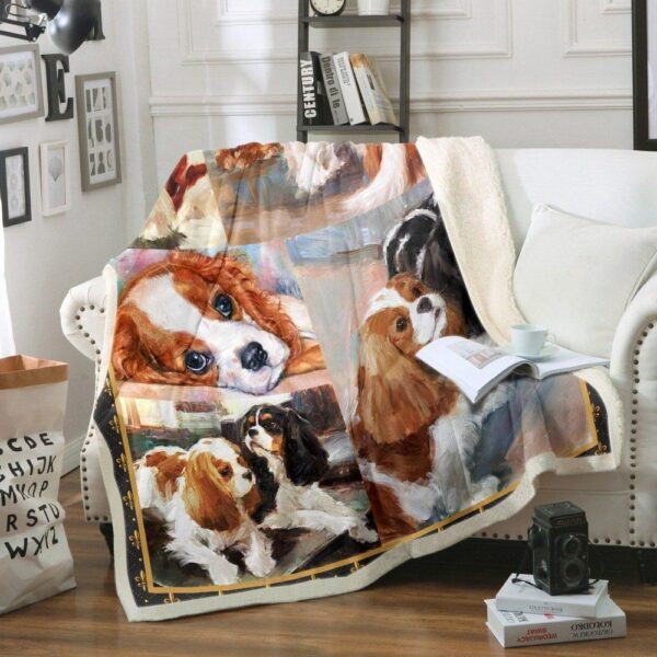 Cavalier king Charles 01 Fleece Blanket Sherpa Blanket