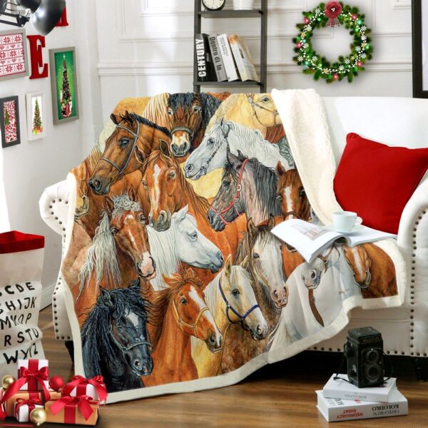 Horse Fleece Blanket Sherpa Blanket