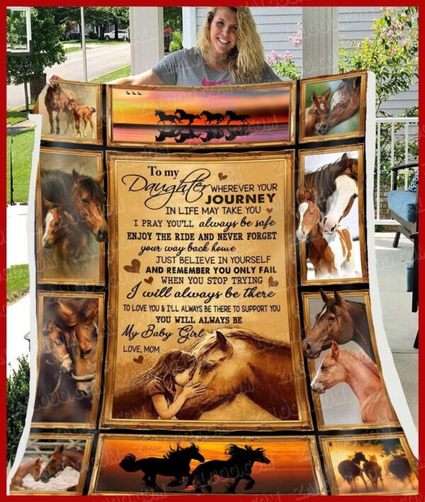 Horse Daughter Mom Journey Fleece Blanket Sherpa Blanket