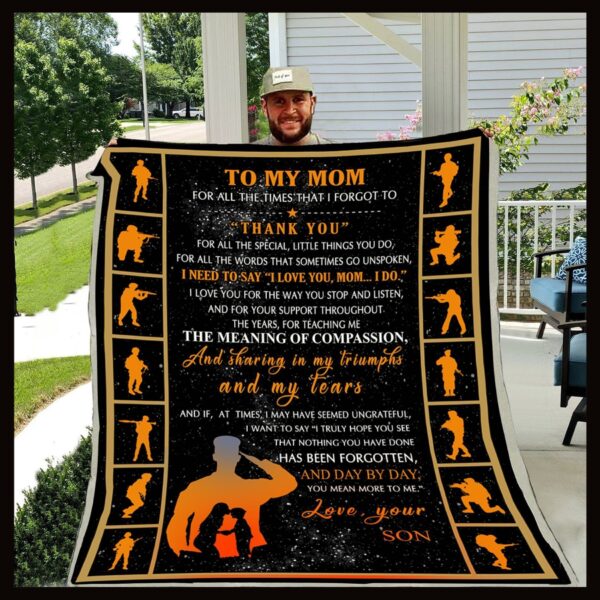 D Soldier Son To Mom For All The Times Fleece Blanket Sherpa Blanket