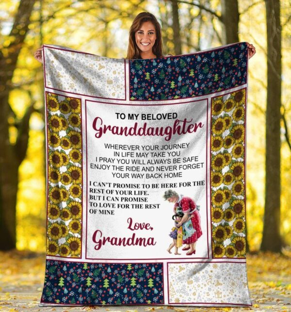 To My Beloved Granddaughter Grandma Hug Granddaughter Sunflower Fleece Blanket Sherpa Blanket
