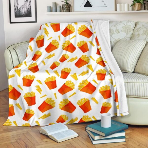 French Fries Pattern Fleece Blanket Sherpa Blanket