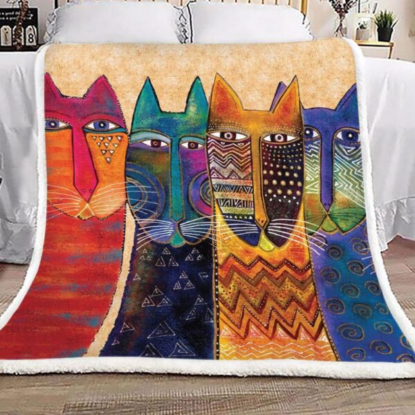 Colorful Cat Fleece Blanket Sherpa Blanket