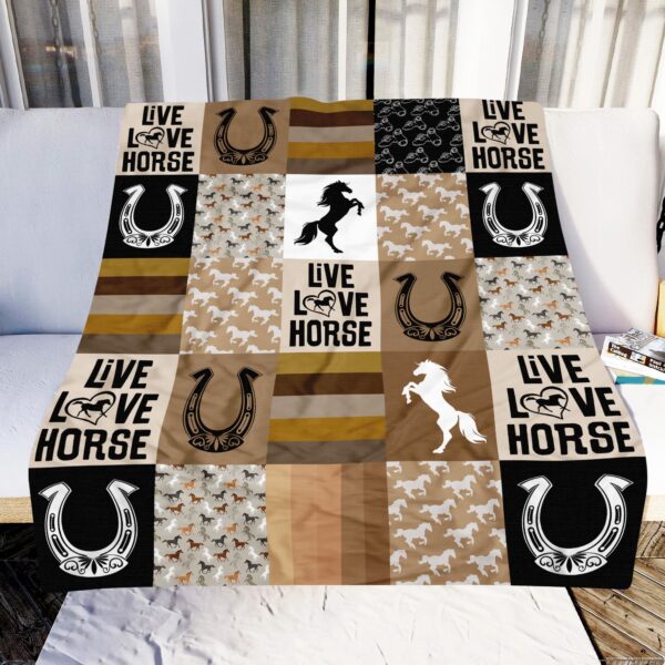 Live Love Horse Fleece Blanket Sherpa Blanket