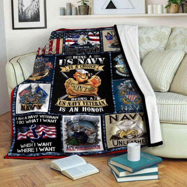 Navy Fleece Blanket Sherpa Blanket