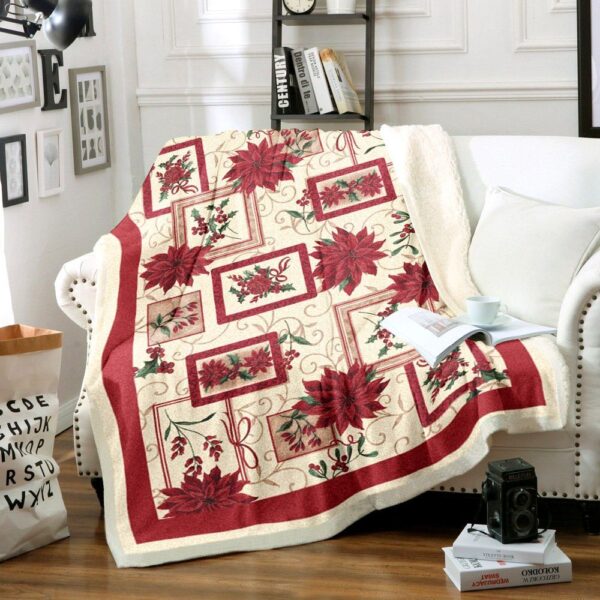 Flower Christmas Fleece Blanket Sherpa Blanket