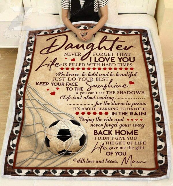 To My Soccer Daughter Mom Fleece Blanket Sherpa Blanket