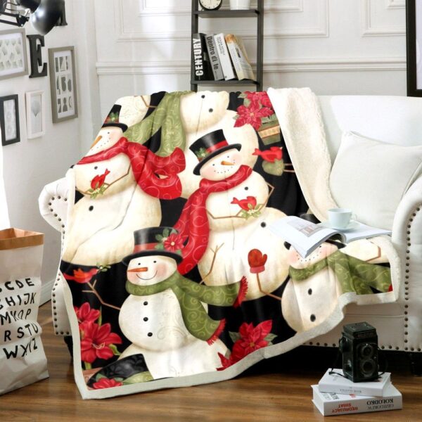 Snowman Fleece Blanket Sherpa Blanket