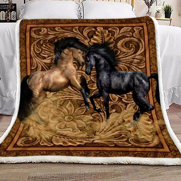 Couple Horse Vintage Fleece Blanket Sherpa Blanket