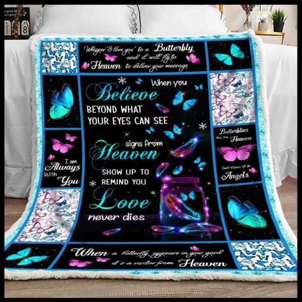 Butterfly Whisper I Love You Fleece Blanket Sherpa Blanket