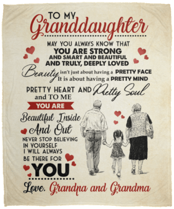 Grandpa And Grandma To My Granddaughter May You Always Know That You Are Strong Fleece Blanket Sherpa Blanket