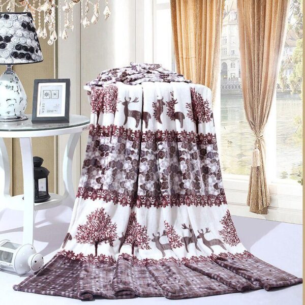Christmas Deer And Tree Fleece Blanket Sherpa Blanket