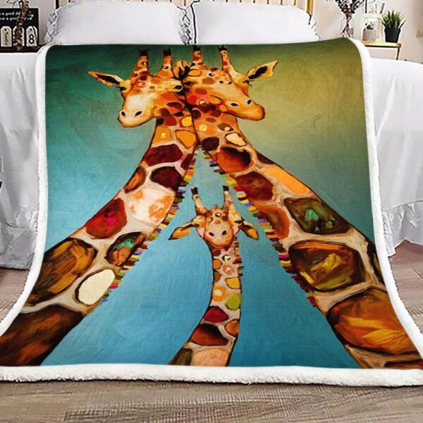 Giraffe Family Fleece Blanket Sherpa Blanket