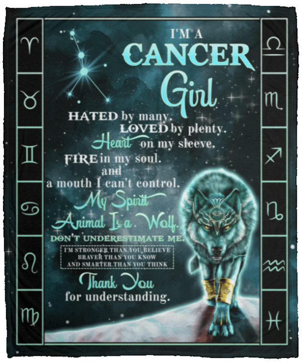 I'm A Cancer Girl Hated By Many Loved By Plenty Horoscope Zodiac Fleece Blanket Sherpa Blanket