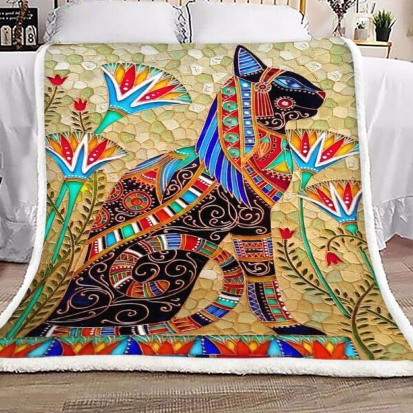 Egypt Cat Fleece Blanket Sherpa Blanket