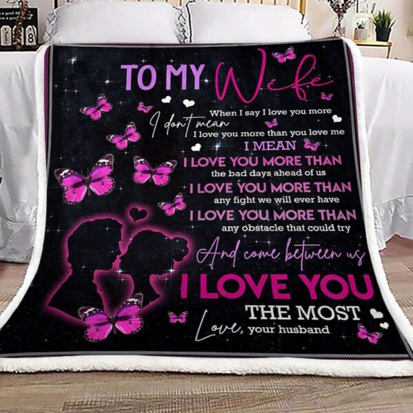 Butterfly To My Wife Fleece Blanket Sherpa Blanket