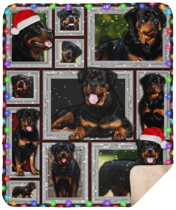 Funny Rottweiler Christmas Fleece Blanket Sherpa Blanket