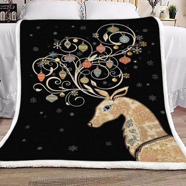 Christmas Reindeer Fleece Blanket Sherpa Blanket