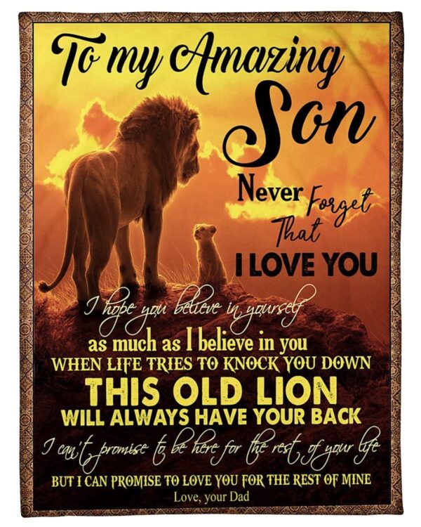 Dad To Son Lion Fleece Blanket Sherpa Blanket
