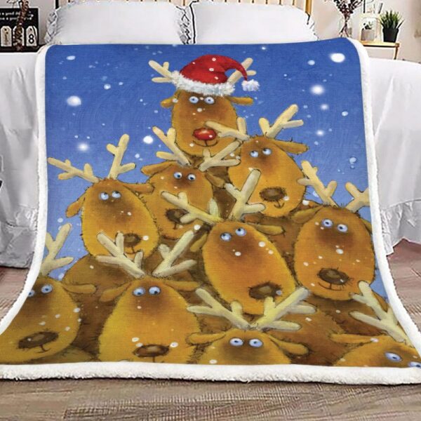 Christmas Reindeer Fleece Blanket Sherpa Blanket