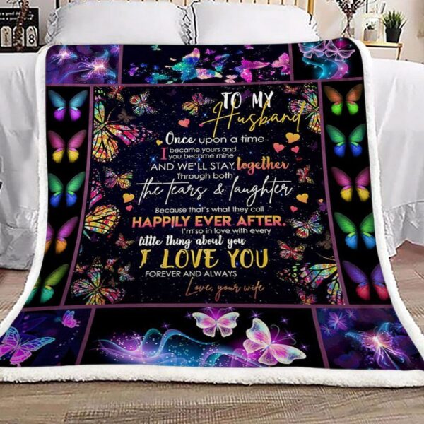 Butterfly To My Husband Fleece Blanket Sherpa Blanket