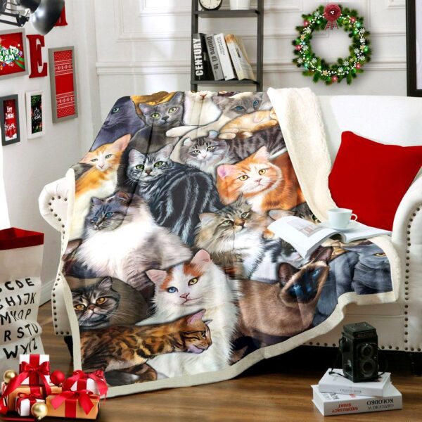Cat Fleece Blanket Sherpa Blanket