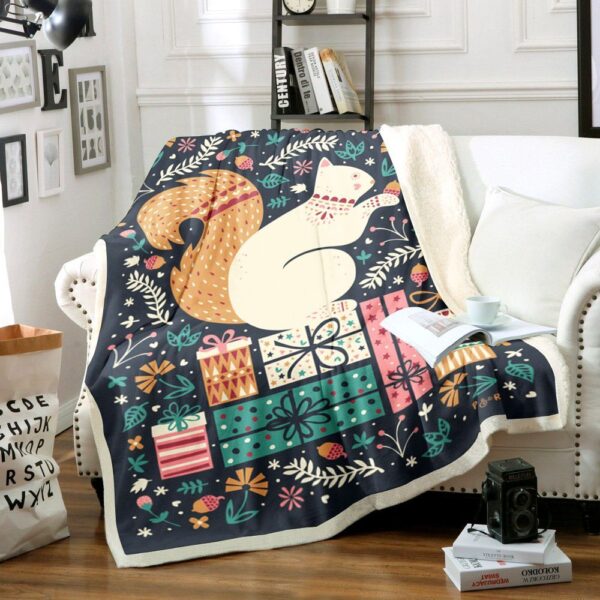 Christmas Squirrel Fleece Blanket Sherpa Blanket