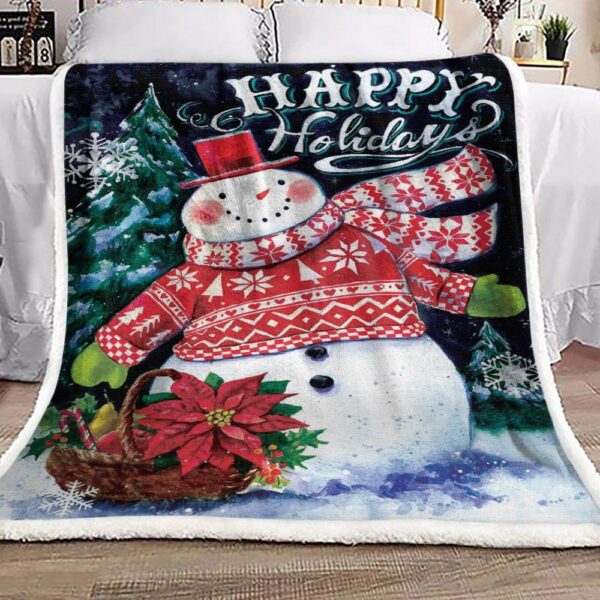 Snowman Fleece Blanket Sherpa Blanket