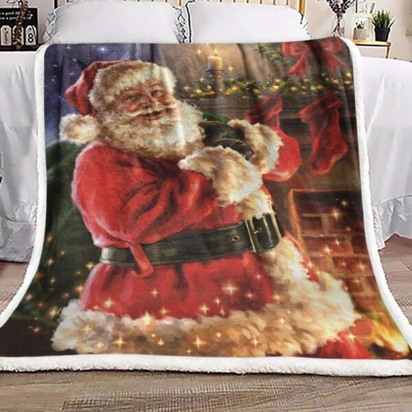 Santa Claus Christmas Fleece Blanket Sherpa Blanket
